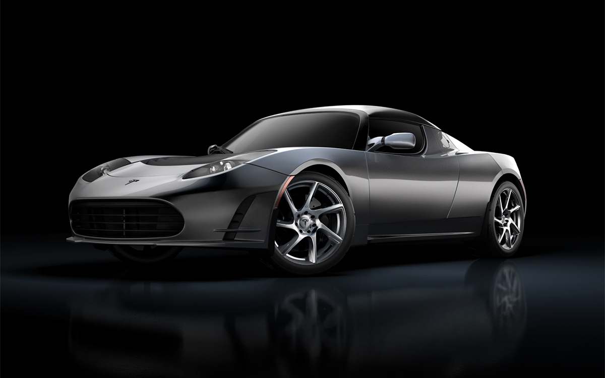 Telsa Roadster retouched image