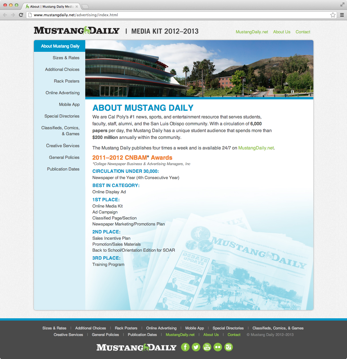 Mustang Daily Media Kit about page