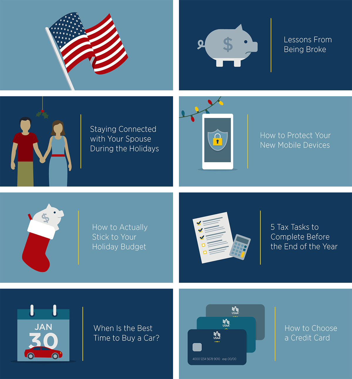 USAA static social illustrations