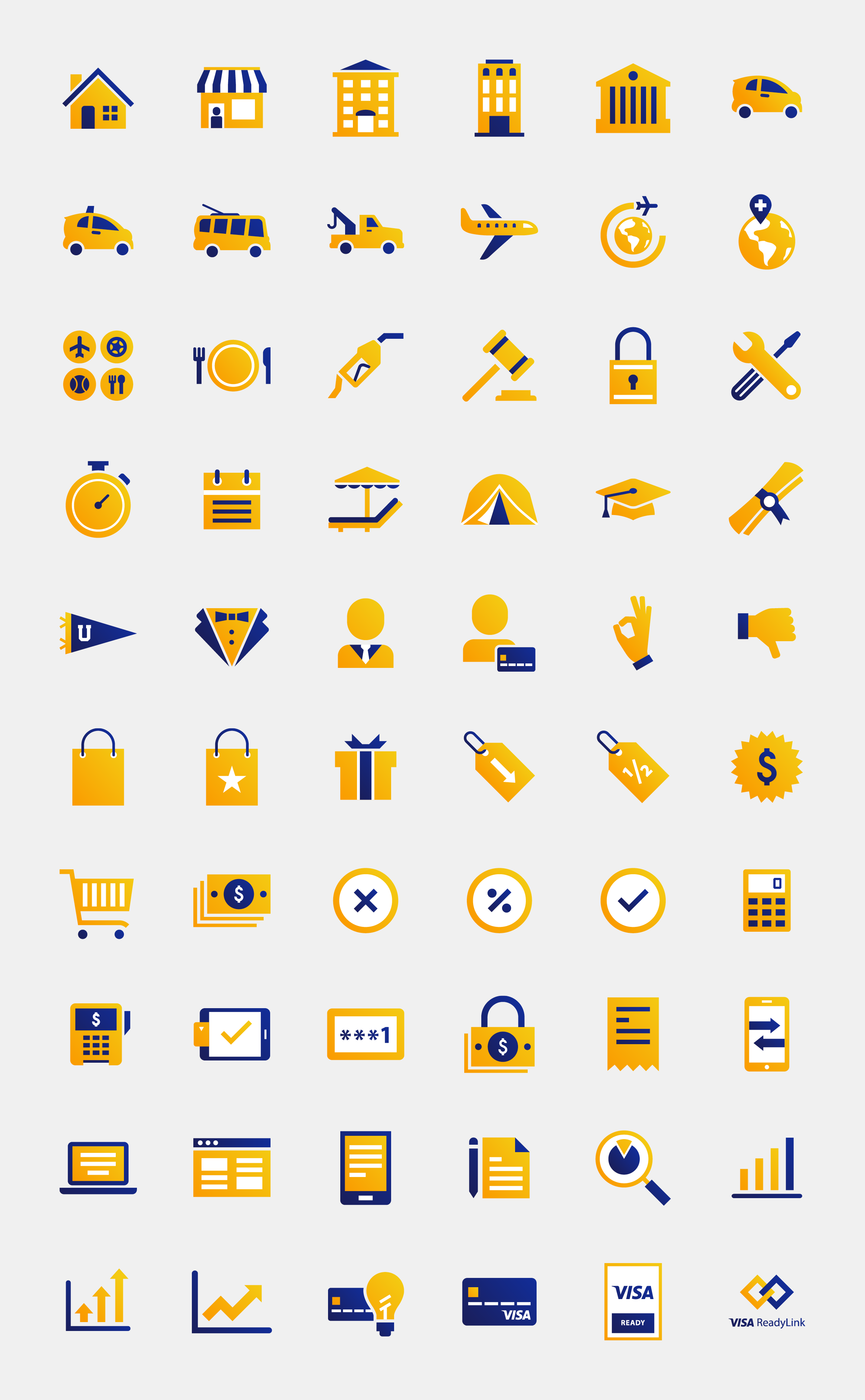 Visa website illustrated icons